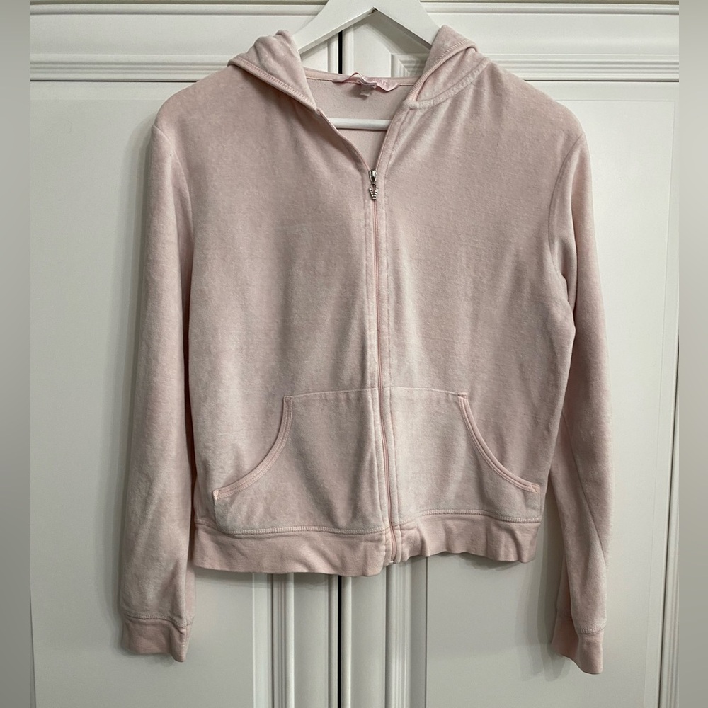 Victoria’s Secret Size Small Pink Velour Hoodie Full Zipper Front Pockets VTG